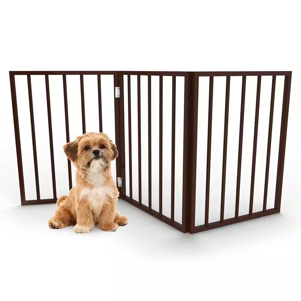 Freestanding Dark Brown Wooden Pet Gate