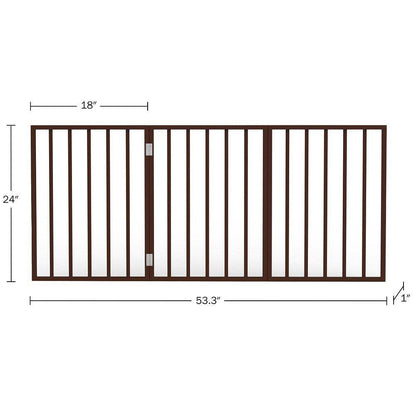 Freestanding Dark Brown Wooden Pet Gate